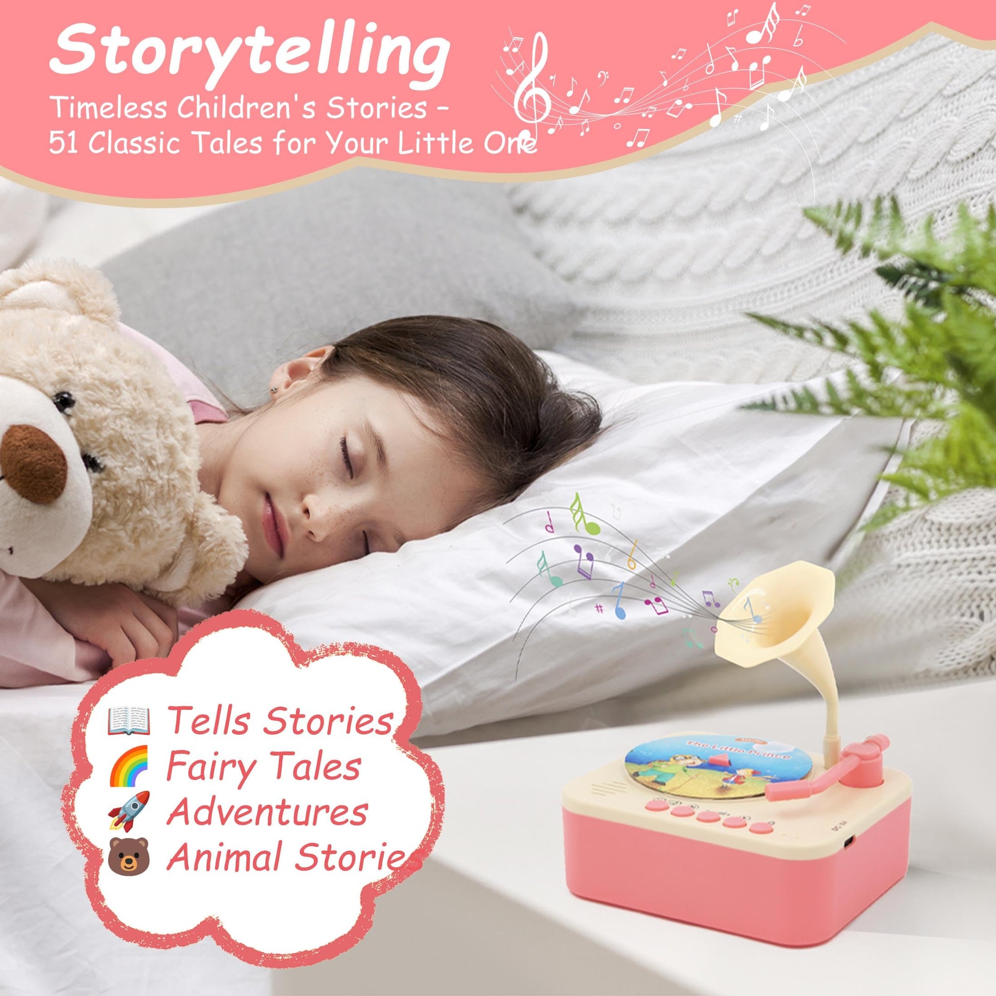 Toddler Phonograph with 99 Cards, Kids Record Player, Story & Music Player, Toddler Music Player, Educational Phonograph for Boys and Girls Age 3+