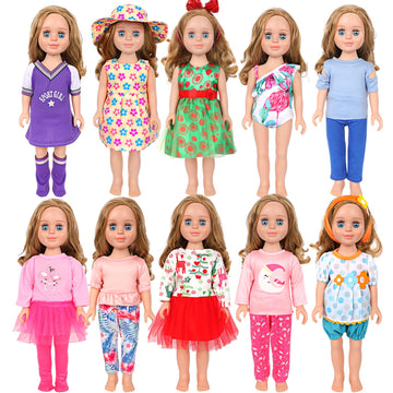 MSYO 10Pcs Doll Clothes and Accessories for 16-18 Inch Girl Dolls,Handmade Fashion Outfits with Dresses,Tops,Pants,Swimsuit,Hat,Headband,Casual &