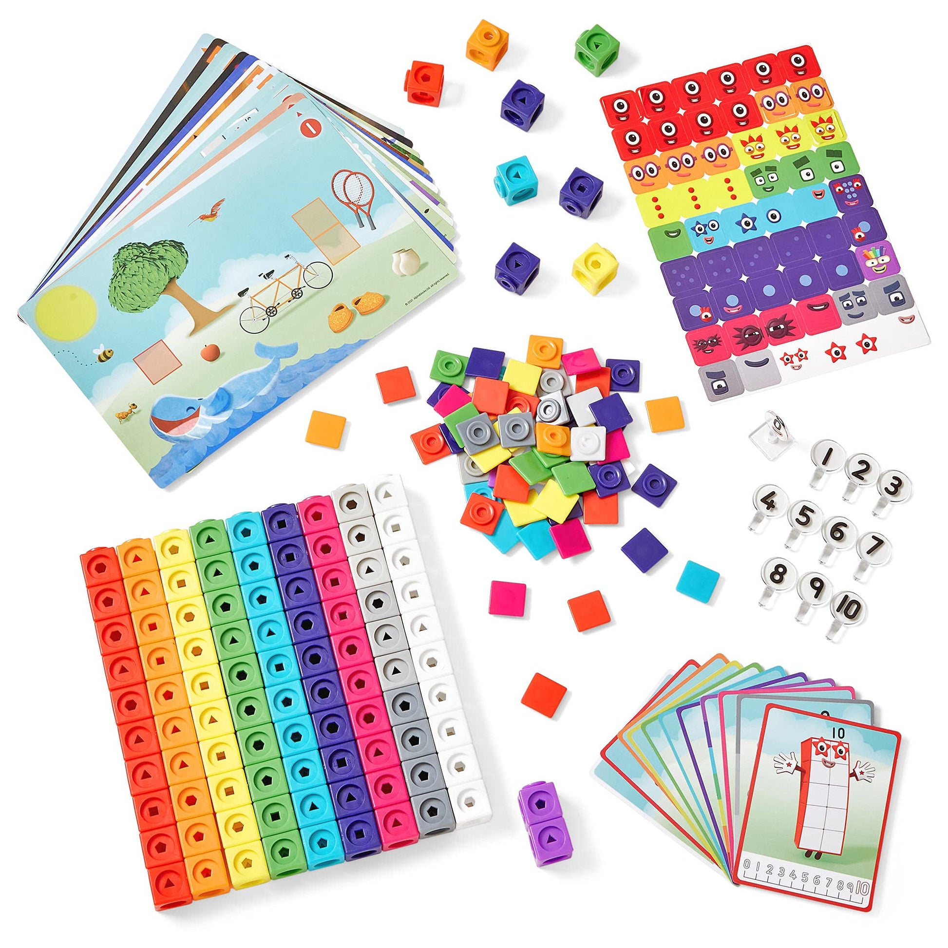 hand2mind MathLink Cubes Numberblocks 1-10 Activity Set, 30 Preschool Learning Activities, Counting Blocks, Linking Cubes, Educational Toys for Kids