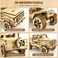 KOLOTESAME Vintage Off-Road Pickup Truck DIY 3D Wooden Puzzle Model, Classic Pickup Car Wooden Model Kit with Moving Doors & Wheels, 152 Pieces Craft