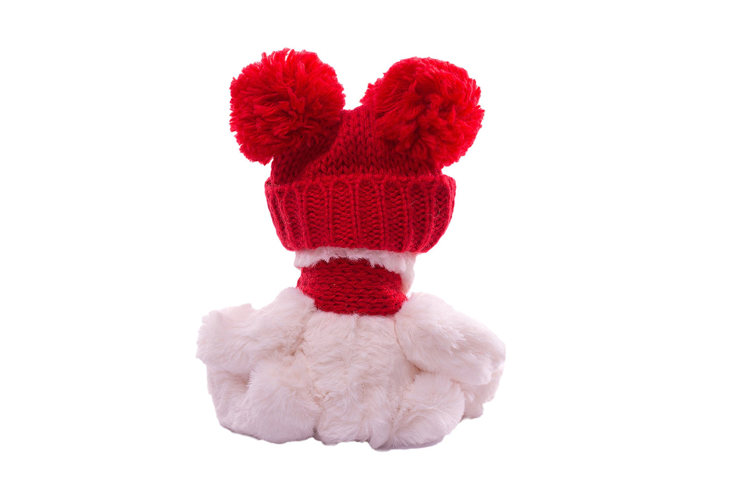 DILLY DUDU with Knit Hat and Scarf Teddy Bear Stuffed Animal Plush Holiday Bear, White, 6inch