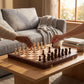 15" Folding Walnut Chess Set with Storage - Tournament-Size Portable Chess Board for Adults, Travel, Family Game Night, Gifts, 2 Extra Queens
