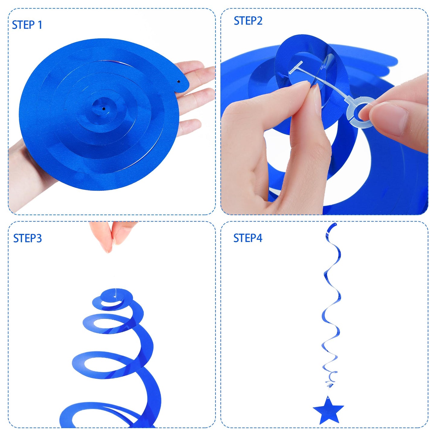 jiebor 30Pcs Red White and Blue Streamers Decorations Star Swirl Garland Banner Hanging for Memorial Day 4th Of July Independence Day Labor Day Home