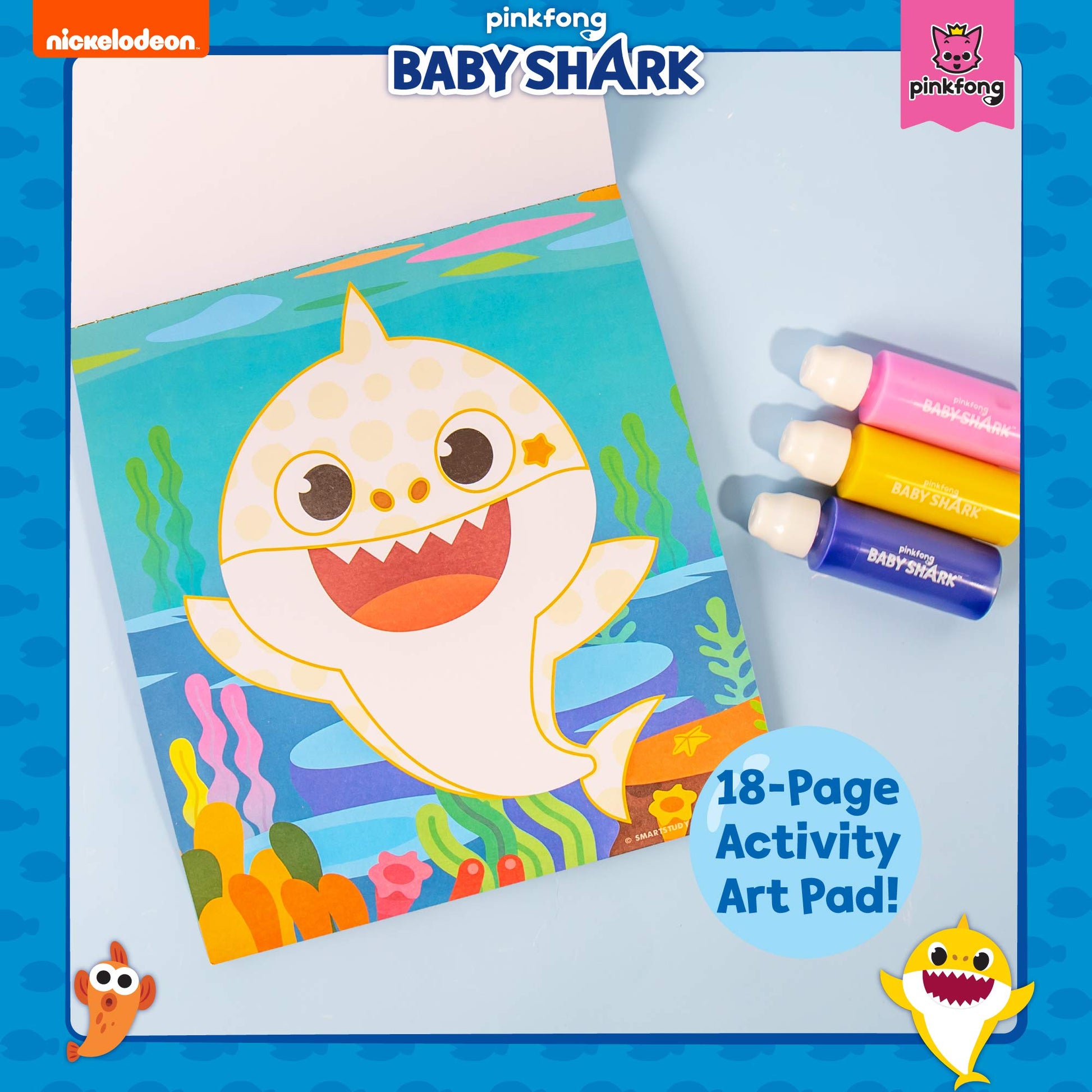 Horizon Group USA Baby Shark Dot Art Pad & Markers, Spiral-Bound Activity Painting Pad, Travel-Friendly Dabbers, Birthday Party, Great Mess-Free