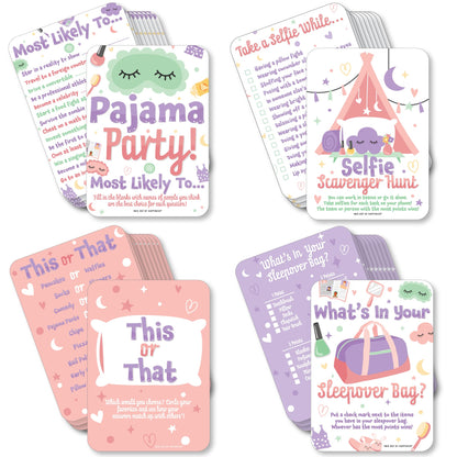 Big Dot of Happiness Pajama Slumber Party - Sleepover Activities & Games for 4 Girls, Birthday Party Group Games, Gamerific Bundle for Kids Parties