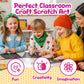 Decojoy Party Favors for Kids 4-8, Scratch Art Birthday Return Gifts, Bulk Rainbow Scratch Paper Notebook 24 Set with Reusable Stencils, Christmas