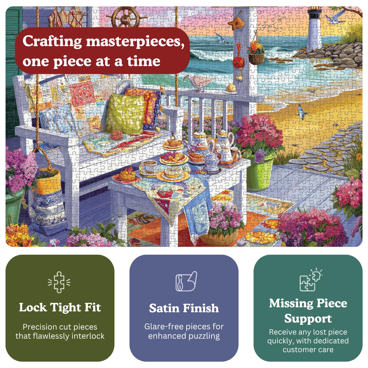 Cross & Glory | 1000 Piece Jigsaw Puzzles for Adults | Tea at Tidelight