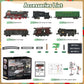 Christmas Electric Remote Control Train Set with Smoke, Lights, Sound, Locomotive, Cars and Remote Carriage, 3 Smoke Outlets, USB Rechargeable,