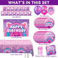 Dollhouse Birthday Party Supplies, Dollhouse Birthday Party Decorations for kids Party Supplies Set, Include Happy Birthday Banner, Plates, Napkins