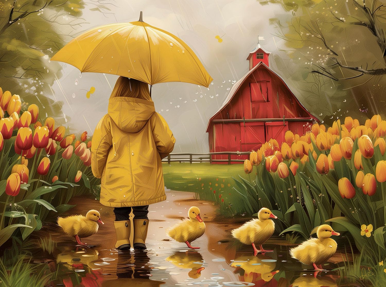 SUNSOUT INC - Rainy Day Walk - 1000 pc Jigsaw Puzzle by Artist: John Stewart - Finished Size 20" x 27" - MPN# 77085