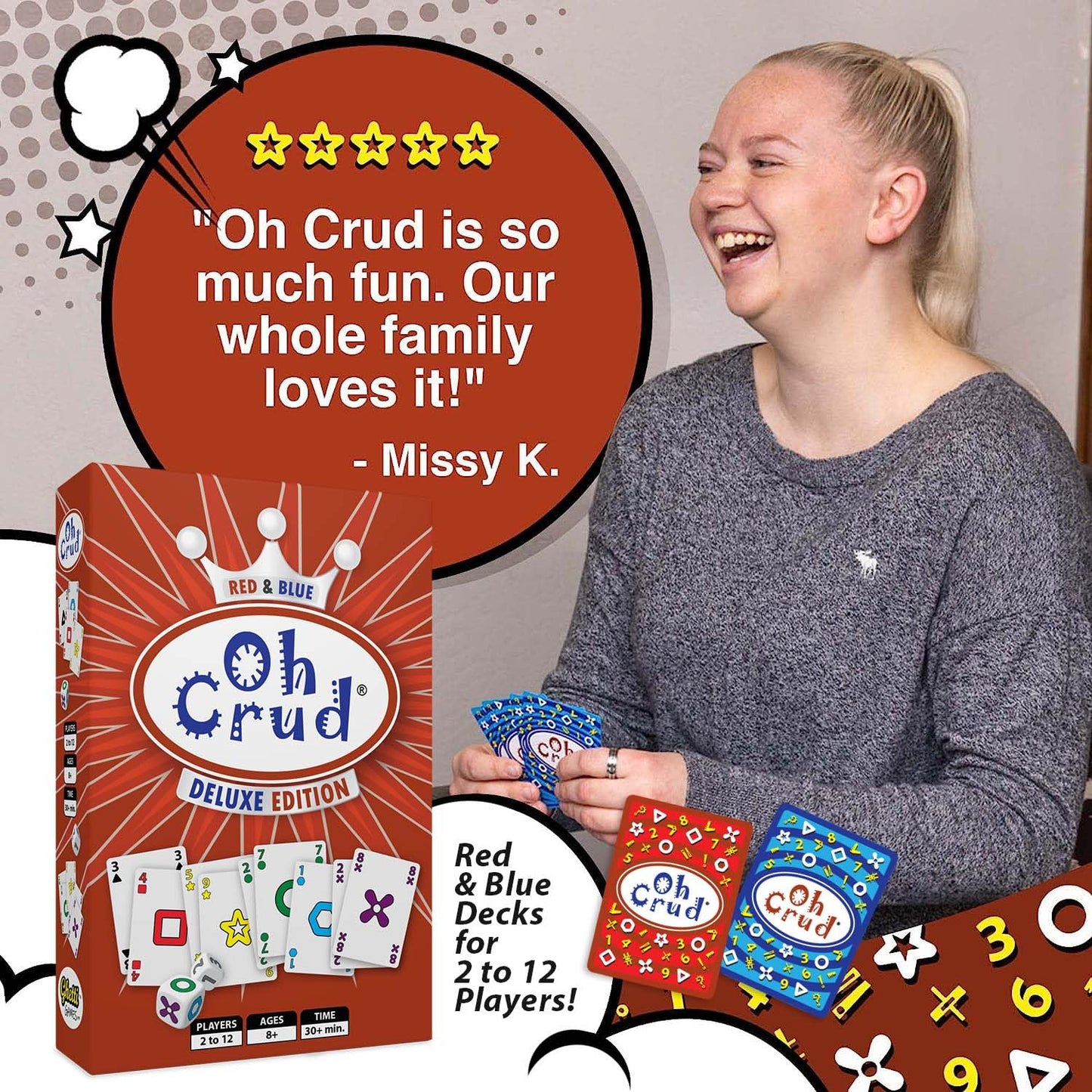 Oh Crud Deluxe Edition: A Trick-Taking Card & Dice Game for Adults & Families, Strategy Card Game for Family Game Night Fun, Easy-to-Learn & Portable
