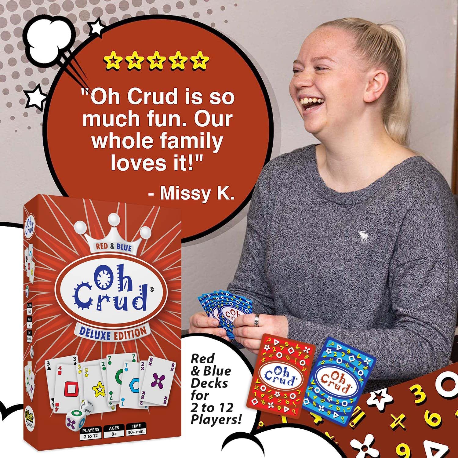 Oh Crud Deluxe Edition: A Trick-Taking Card & Dice Game for Adults & Families, Strategy Card Game for Family Game Night Fun, Easy-to-Learn & Portable