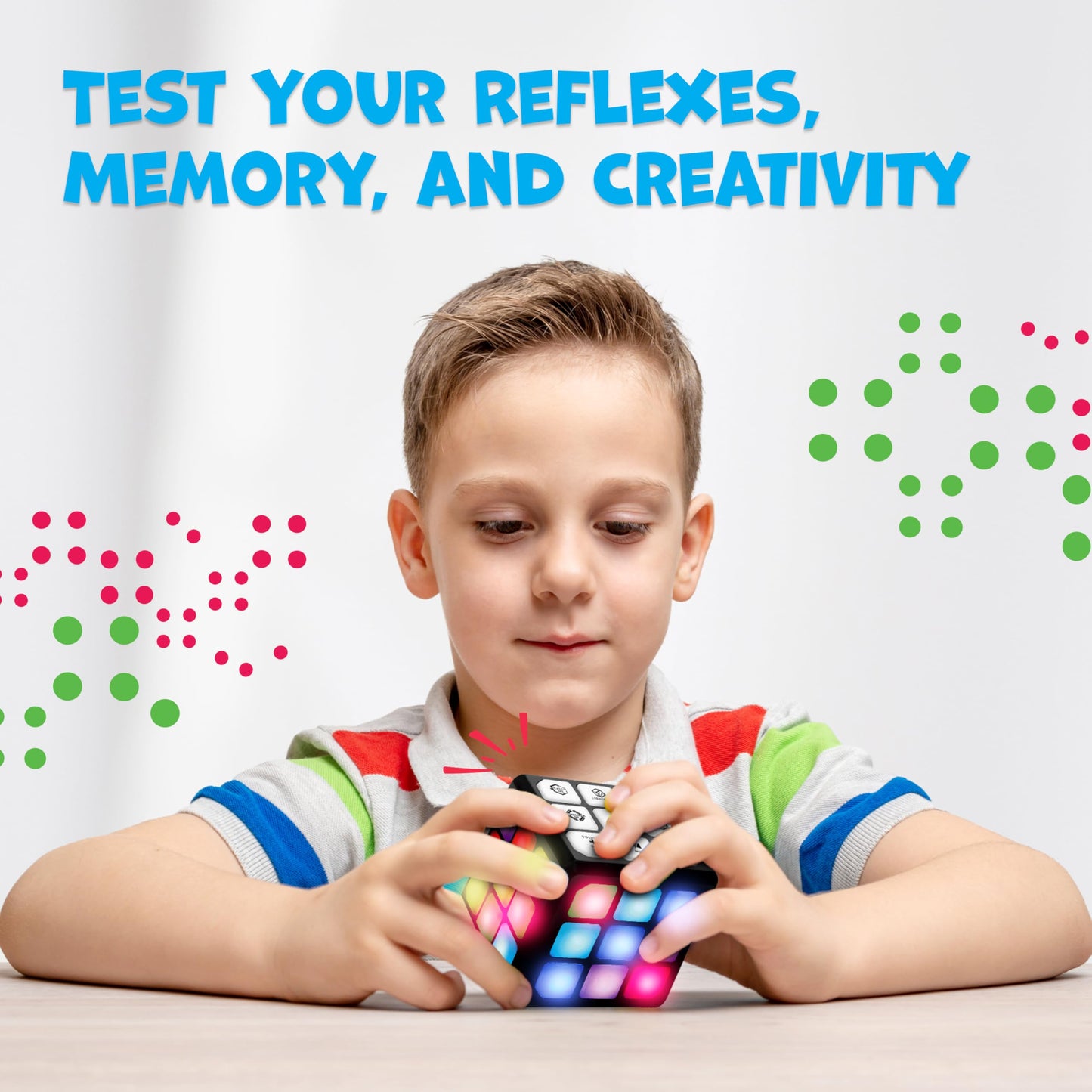 FLASHDASH Flashing Cube Electronic Memory and Brain Game - 4-in-1 Handheld Stem Toys for Kids - Cool Gadgets, Games for Boys and Girls - Fun Family
