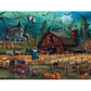Bits and Pieces 300 Piece Puzzles for Adults 300 Large Pieces 18" x 24" Jigsaw Puzzles, Halloween Farm Scarecrow Haunted House, Random Die Cut, No 2