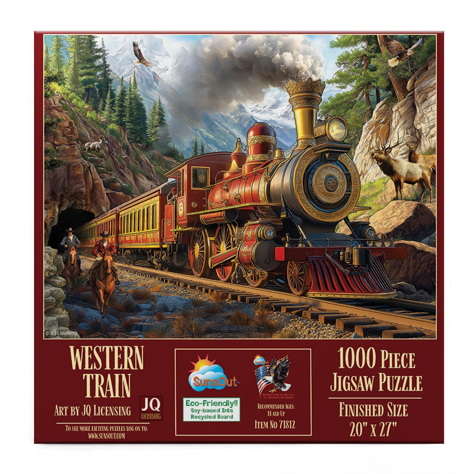 SUNSOUT INC - Western Train 1000 piece Jigsaw Puzzle for Adults by Artist: JQ Licensing - Finished Size 20" x 27" - MPN# 71812