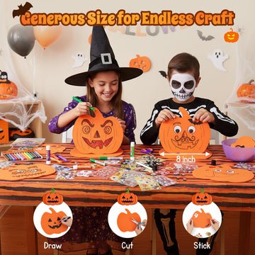 4E's Novelty Foam Pumpkins Craft (24 Pack) Large 8 Inch Foam Pumpkin Shapes Cutout Crafts for Kids Toddlers, Bulk Fall Halloween Craft Kits