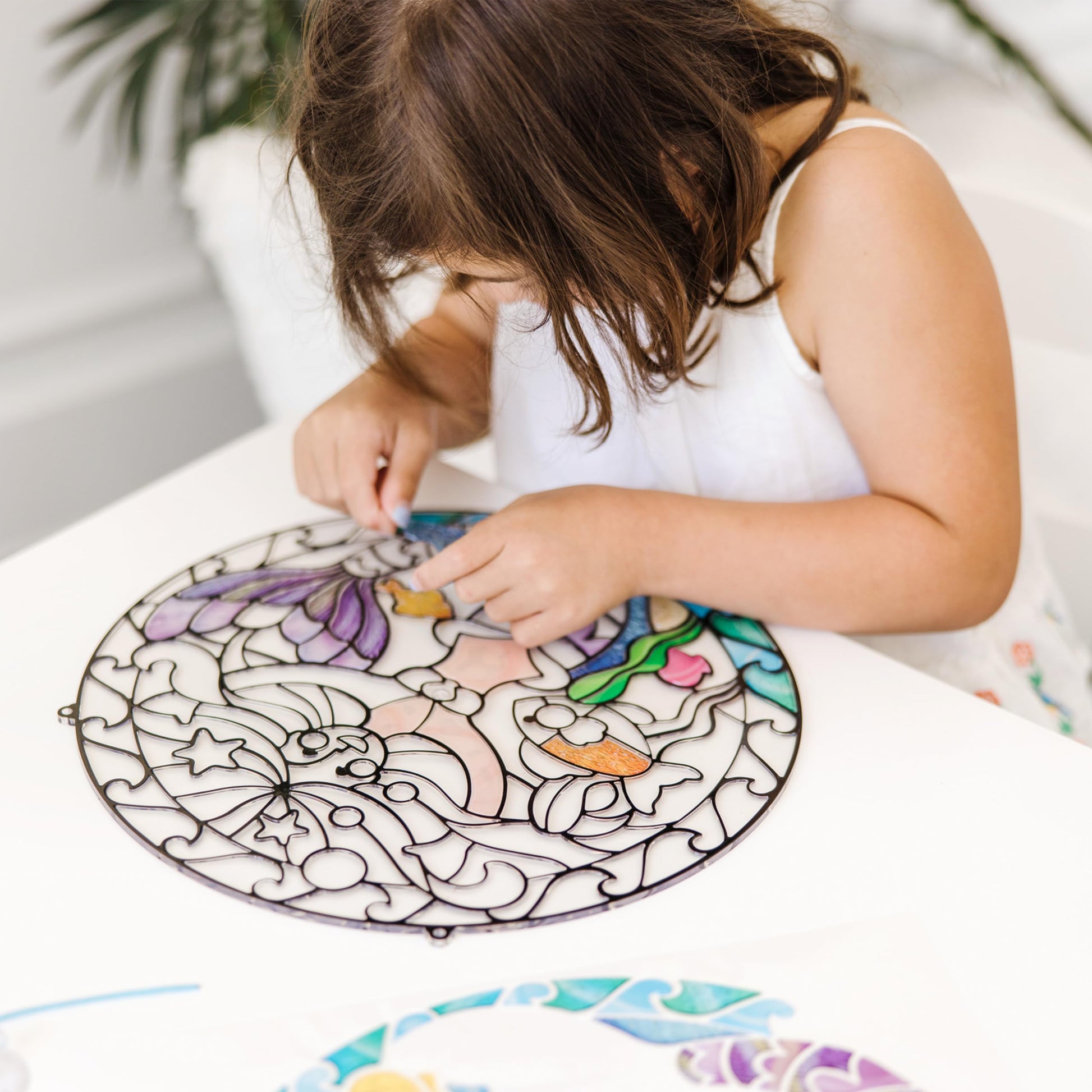 Melissa & Doug Stained Glass Made Easy Activity Kit: Mermaids - 140+ Stickers Kids Sticker Stained Glass Craft Kit; Mermaid Crafts for Kids Ages 5+
