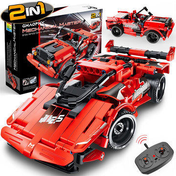 GMAOPHY STEM Building Toys for Kids Age 5 6 7 8 9 10 11 12 Years Old, 2 in 1 Remote Control Racer Car Engineering Kits, Early Learning Building