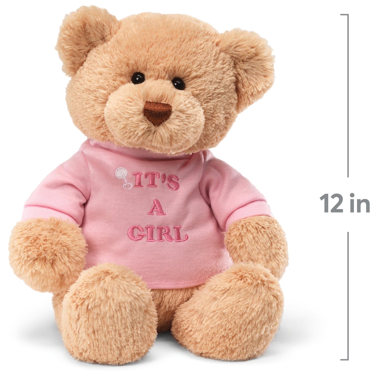 GUND “It's a Girl” 12-Inch Message Bear with Pink T-Shirt, Ages 0+