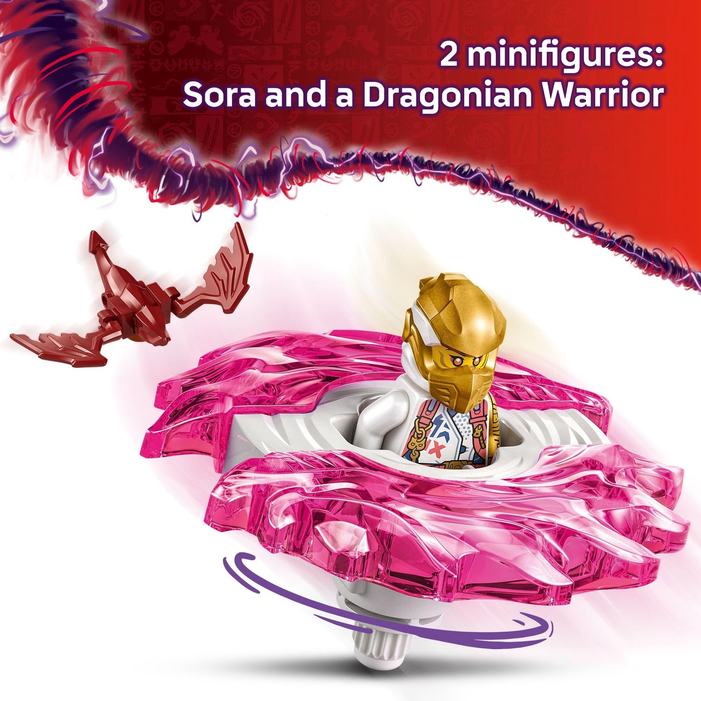 LEGO NINJAGO Sora's Dragon Spinjitzu Spinner - Spinning Blade Battle Building Toy for Kids, Boys and Girls, Ages 6+ - with 2 Minifigures - Gift Idea