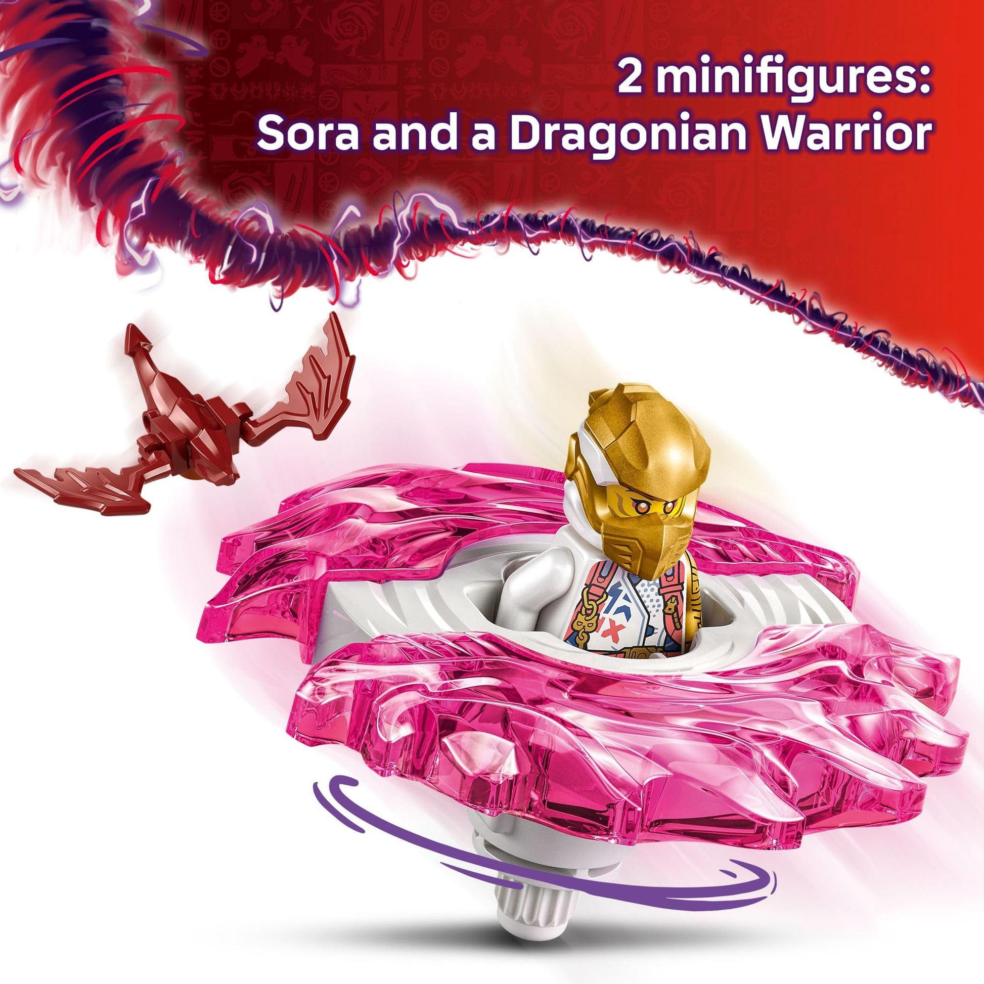LEGO NINJAGO Sora's Dragon Spinjitzu Spinner - Spinning Blade Battle Building Toy for Kids, Boys and Girls, Ages 6+ - with 2 Minifigures - Gift Idea