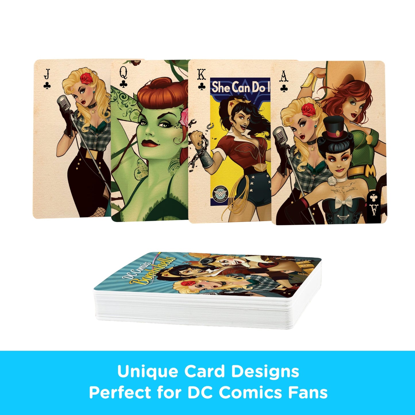 AQUARIUS DC Comics Bombshells Playing Cards - Bombshells Themed Deck of Cards for Your Favorite Card Games - Officially Licensed DC Comics Merchandise