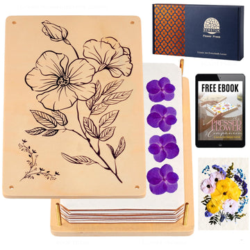 Berstuk Wooden Flower Press for Adults and Teens - Includes Expert Video Tutorials - Large Flower Press Kit 10.8" x 6.9" - Gift-Ready Packaging Ideal
