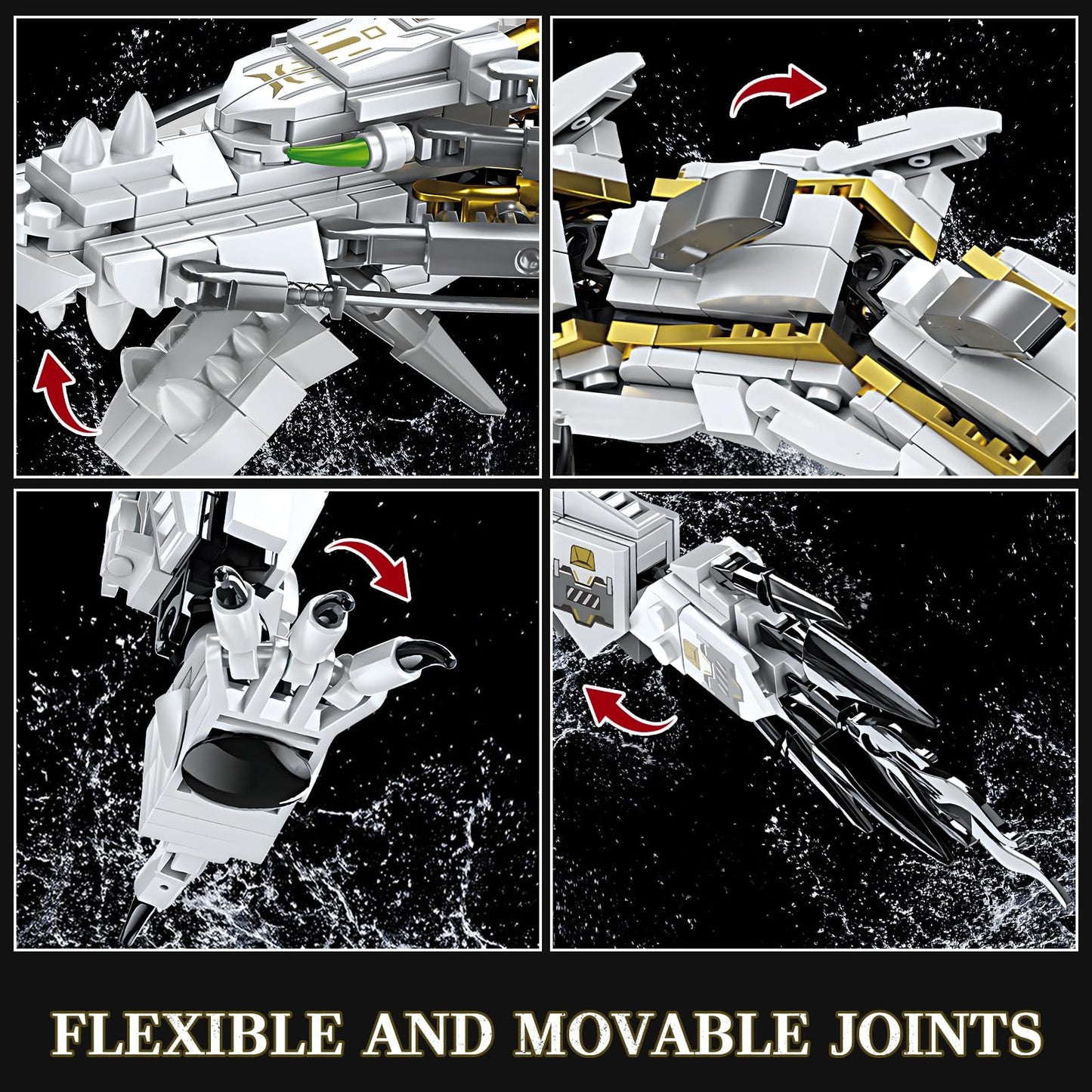 HIGH GODO Dragon Building Blocks Sets for Adults, White Mechanical Dragon Animal Building Model Collectible Display Toys, Cool Creative Gifts