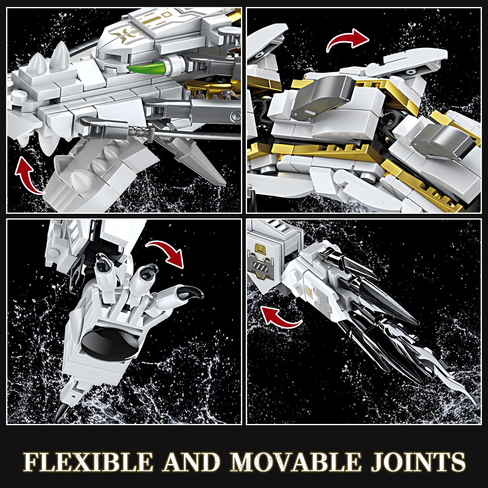 HIGH GODO Dragon Building Blocks Sets for Adults, White Mechanical Dragon Animal Building Model Collectible Display Toys, Cool Creative Gifts