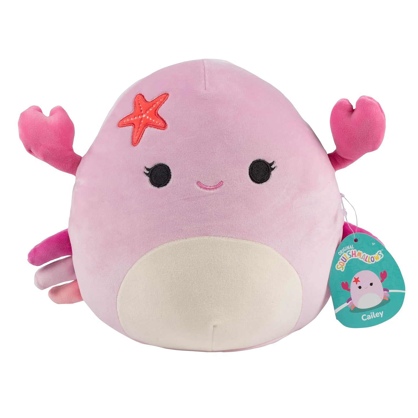 Squishmallows Original 10-Inch Cailey The Pink Crab - Official Jazwares Plush - Collectible Soft Squishy Stuffed Animal Toy - Gift for Kids, Girls