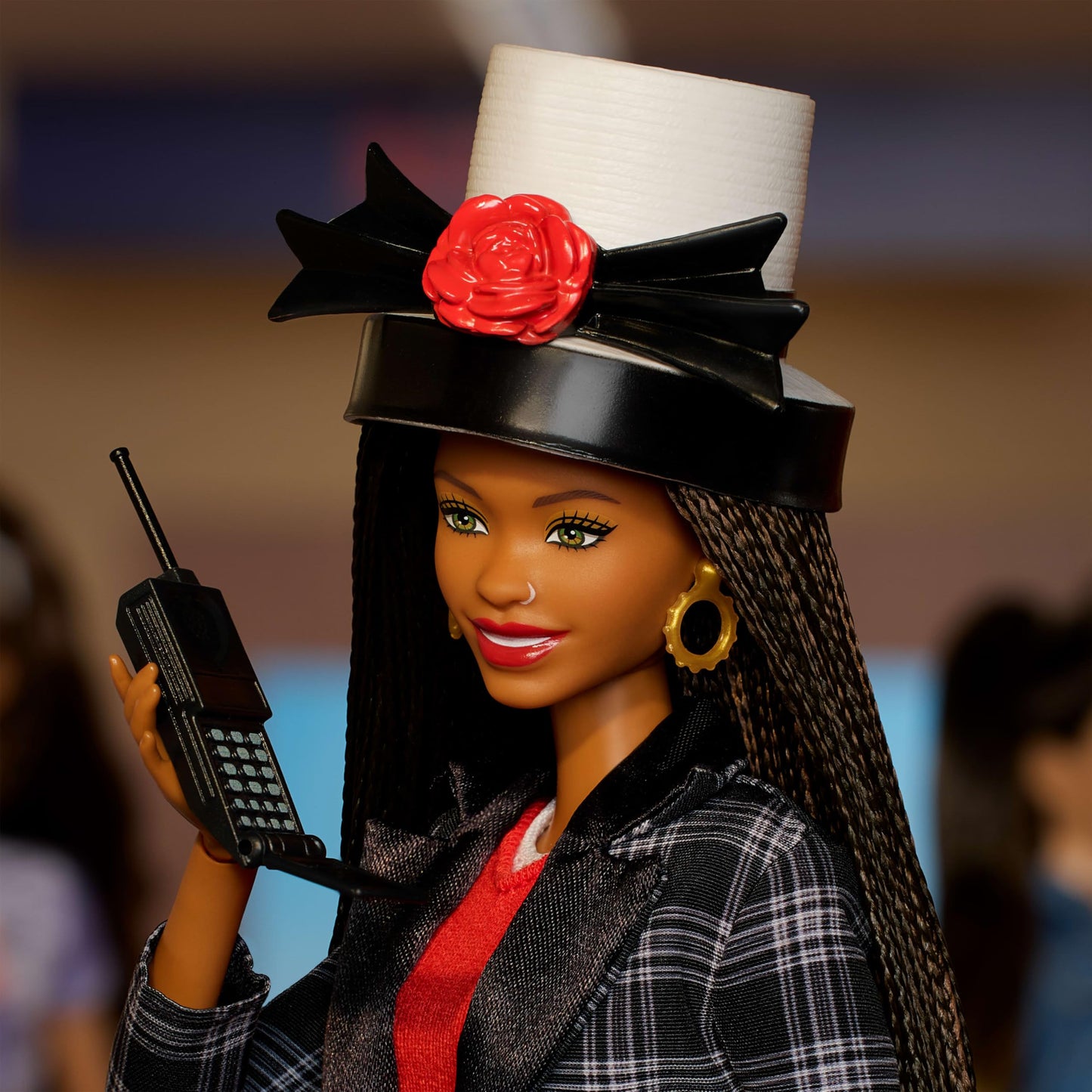 Barbie Signature Doll, Clueless Dionne Collectible with Black-and-White Plaid Suit, Top Hat, & Cell Phone Accessory