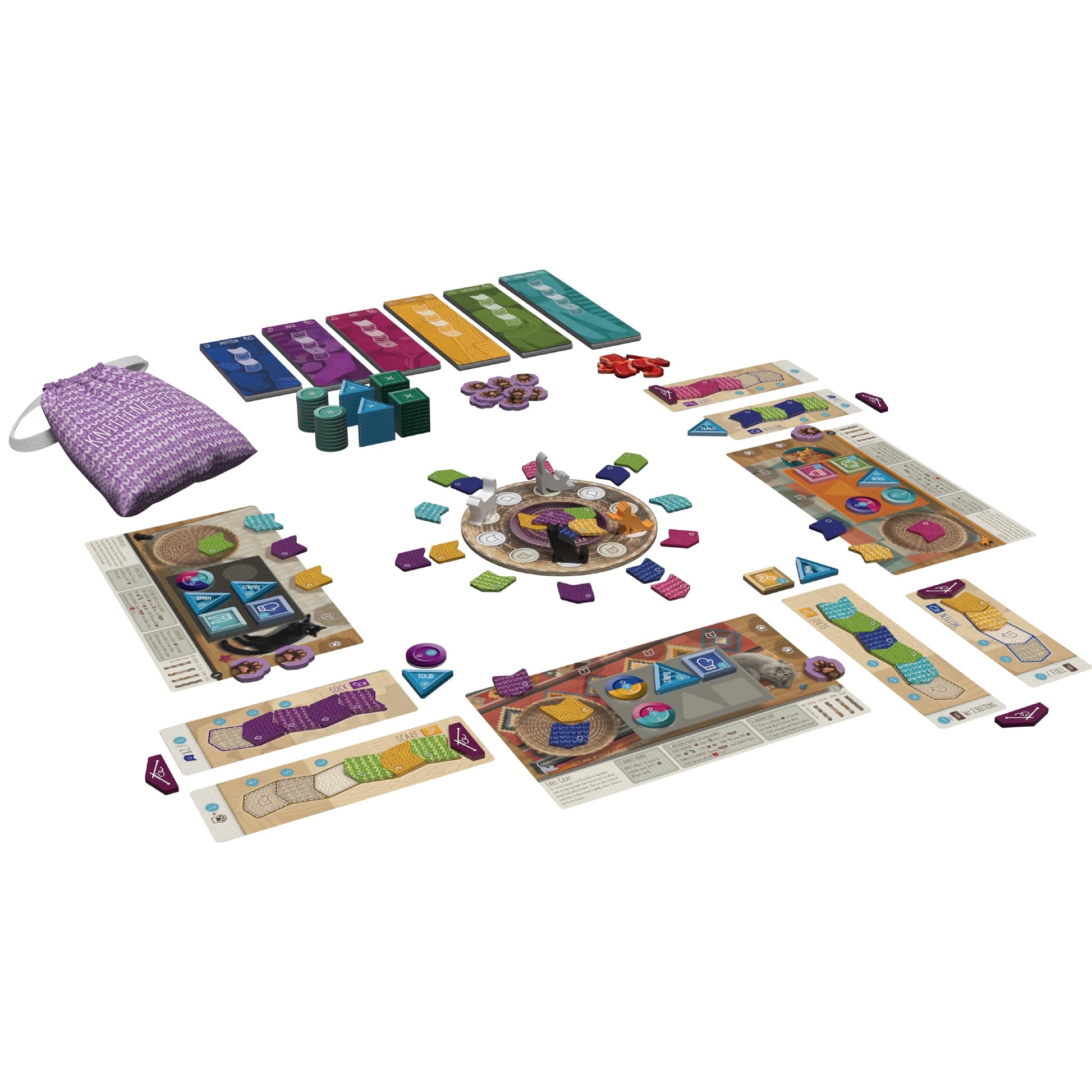 AEG & FlatOut Games | Knitting Circle - Follow-Up to the Award-Winning Puzzly Game Calico | Cats, Yarn, and Cozy Knits | Ages 10+ | 1-4 Players