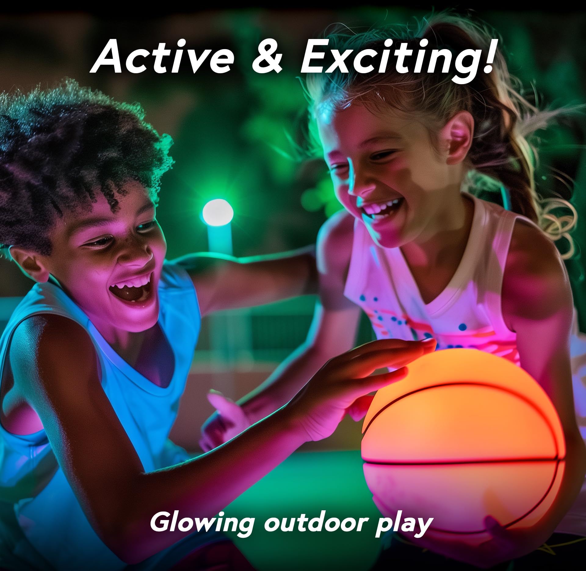 Starlux Games Light Up Basketball Set: Starshooters - Rechargeable, w/10 Game & Training Modes + Marker Lights | Ages 8+ | Glow in The Dark | Sports