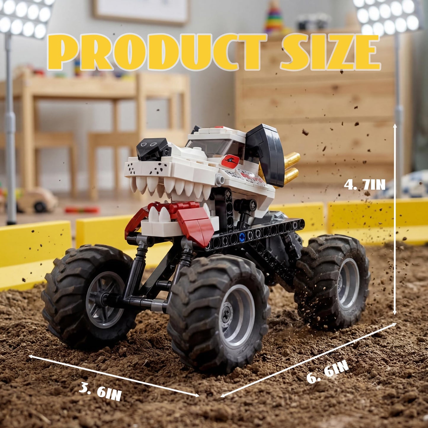 Technic Building Monster Mutt Dalmatian,2in1 Pull Back Car Toys for Off Road Stunts, DIY Building Cars Toy,Racing Action Toy for Boys and Girls Craft
