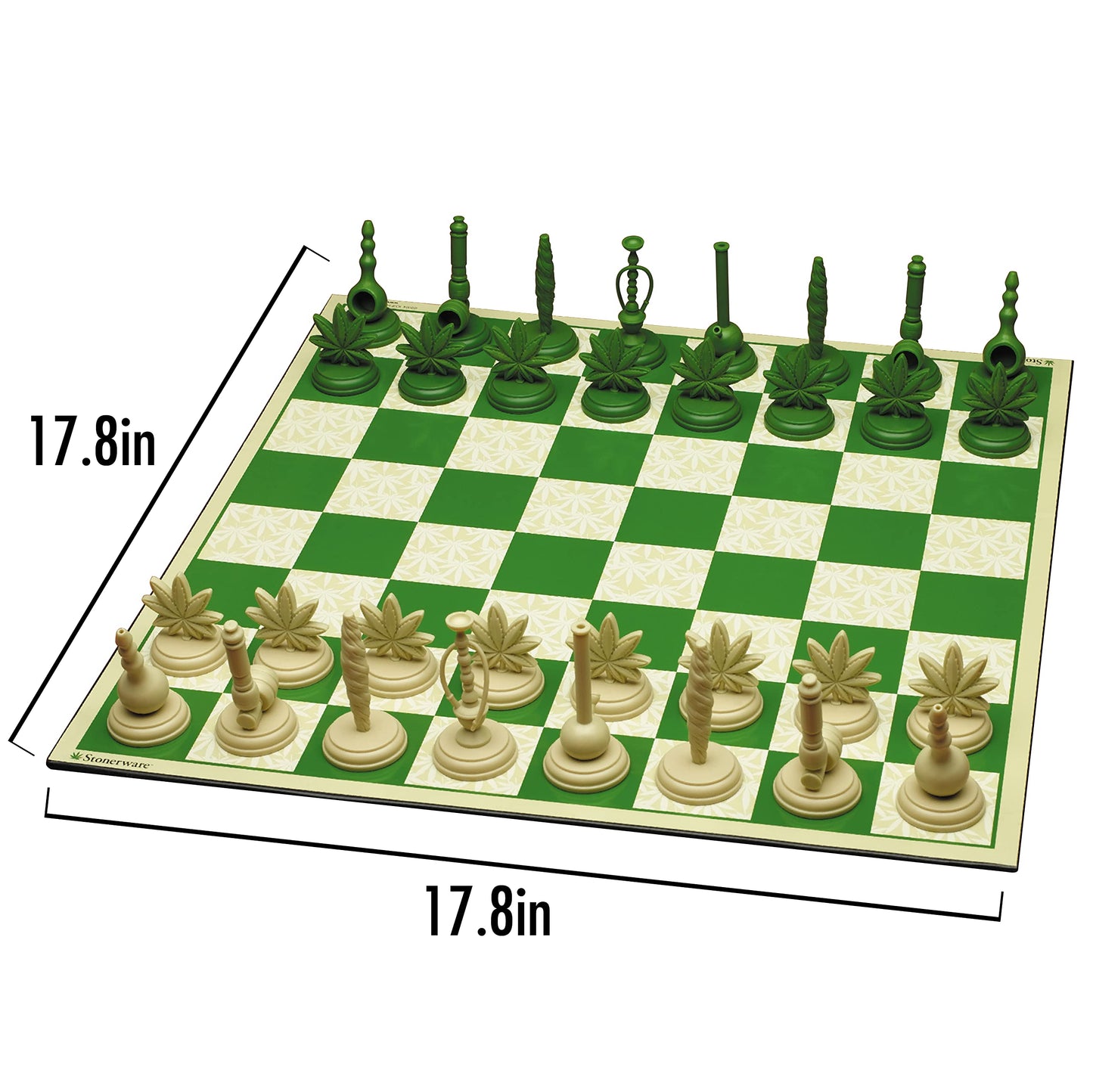 ICUP Stonerware Chess Set Game - Novelty Themed Chess Set for Adults - 32 Unique Pieces, Funny Chess Board Game - Gag Gift for Adults