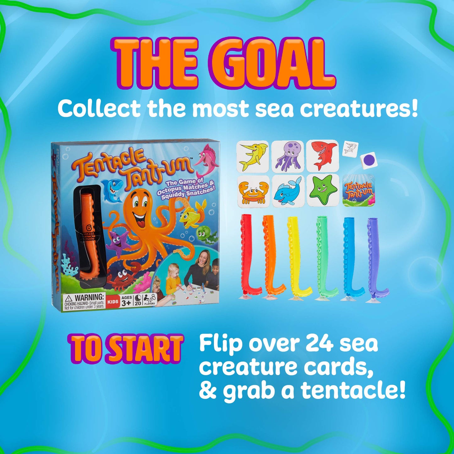 Continuum Games Tentacle Tantrum Fast-Paced Octopus Game of Matches and Squiddy Snatches | 2-6 Players, 20-Minute Play Time, Ages 3 and Up | Family