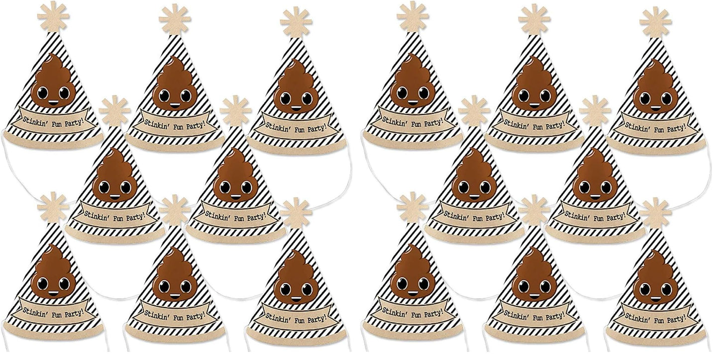 Big Dot of Happiness Party 'Til You're Pooped - Mini Cone Poop Emoji Party Hats - Small Little Party Hats - Set of 8