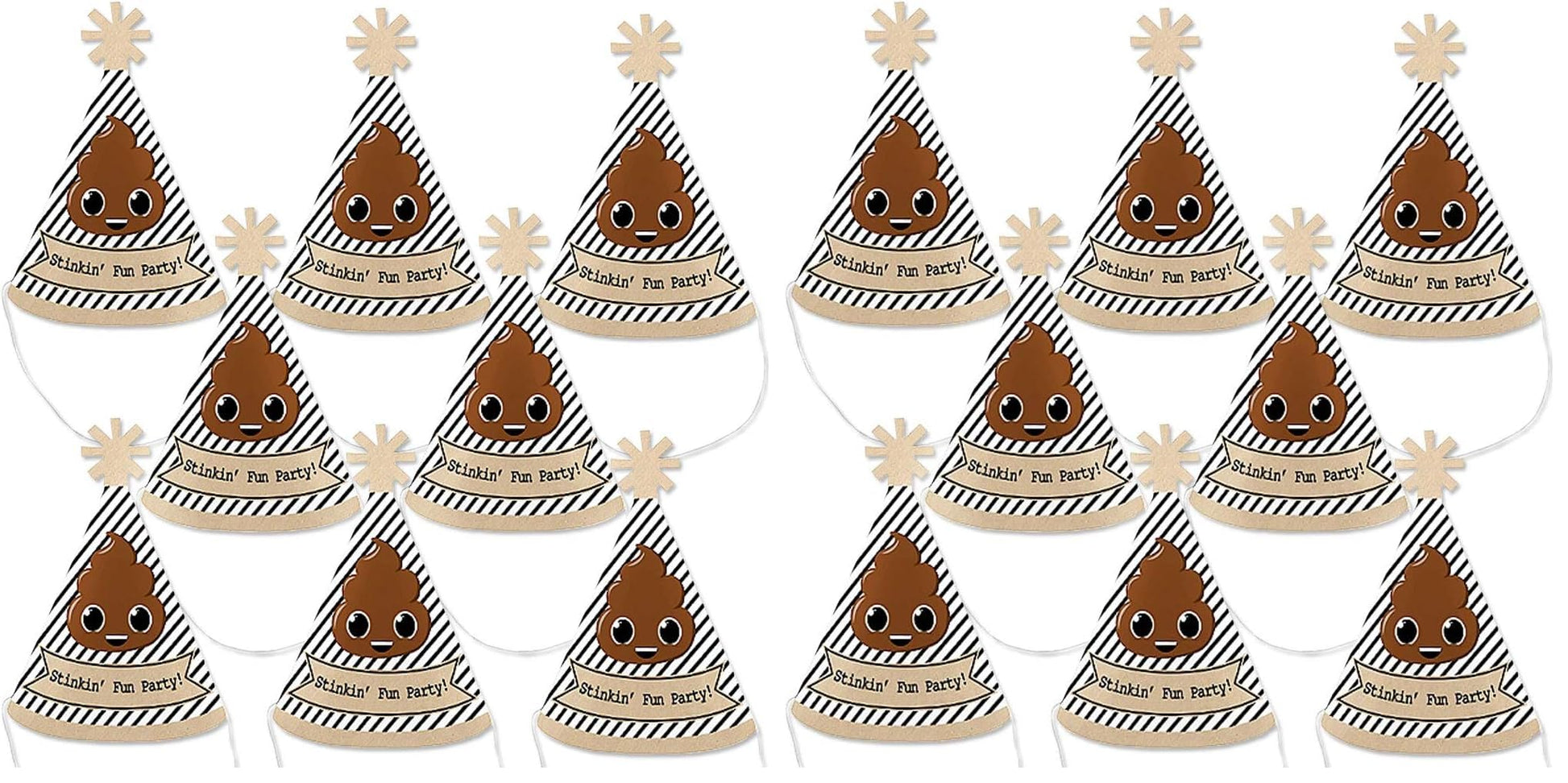 Big Dot of Happiness Party 'Til You're Pooped - Mini Cone Poop Emoji Party Hats - Small Little Party Hats - Set of 8