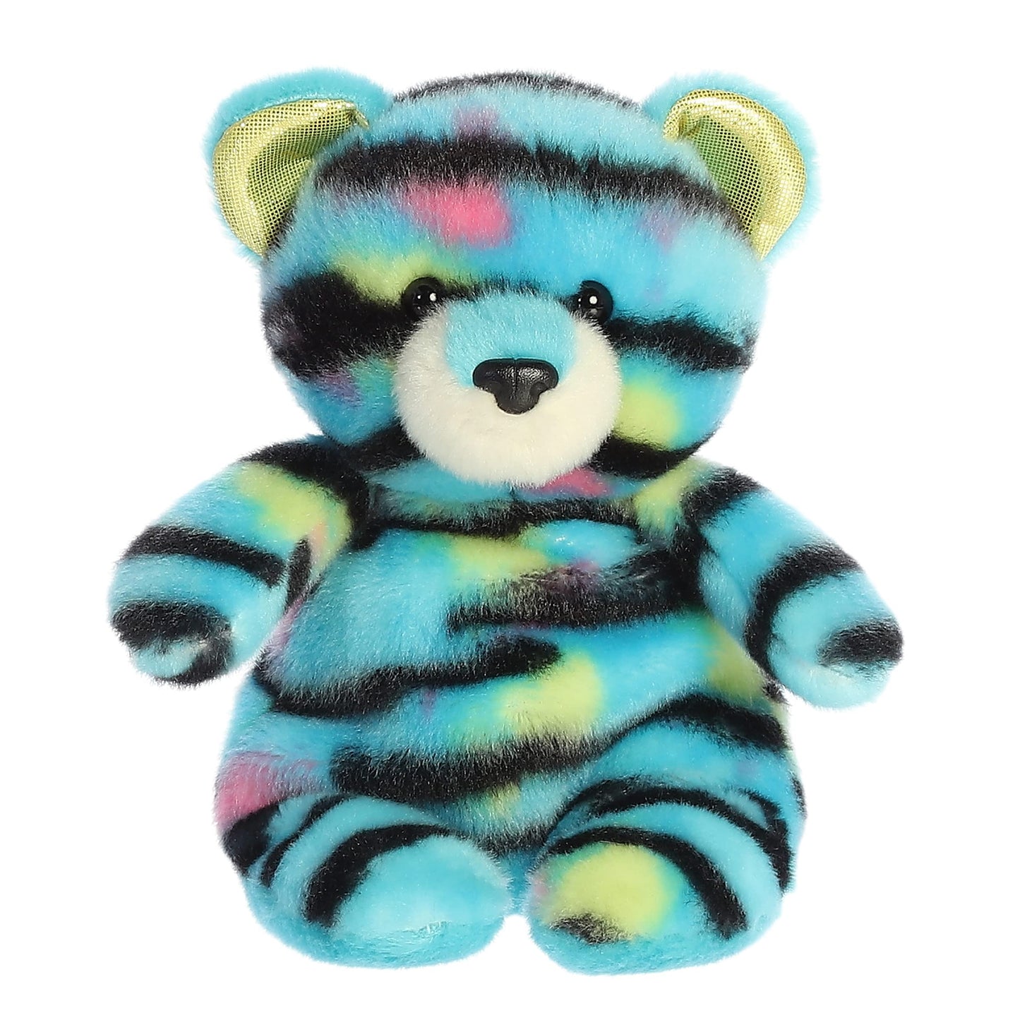 Aurora Vibrant Jammies Huckleberry Tiger Stuffed Animal - Colorful Delight - Eye-Catching Patterns - Blue 8 Inches