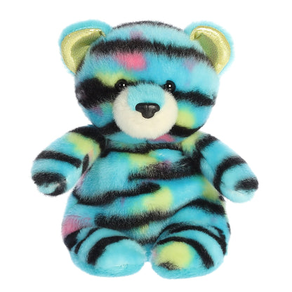 Aurora Vibrant Jammies Huckleberry Tiger Stuffed Animal - Colorful Delight - Eye-Catching Patterns - Blue 8 Inches