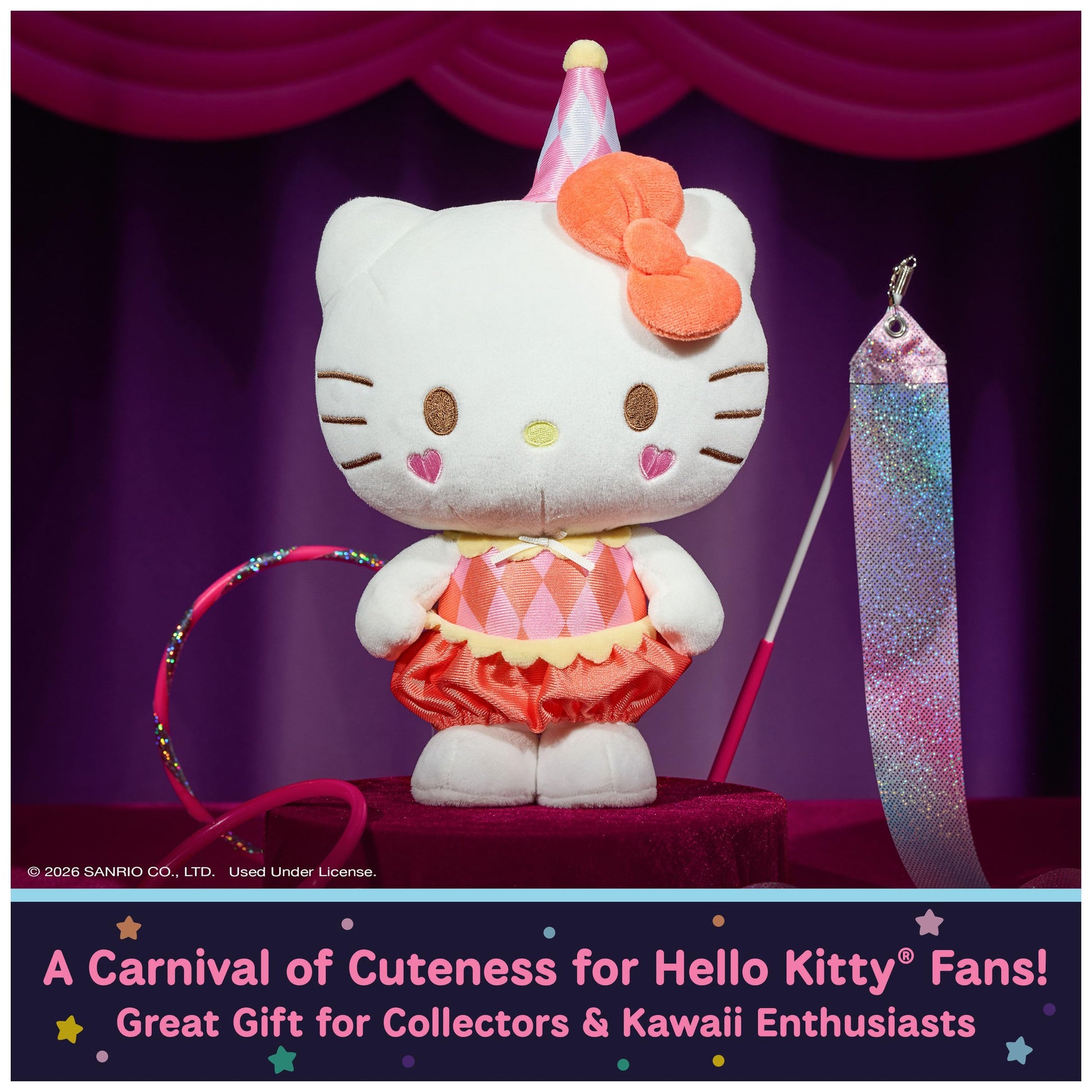 GUND Sanrio Hello Kitty Acrobat 9.5-Inch Circus Plush Toy for Ages 1+