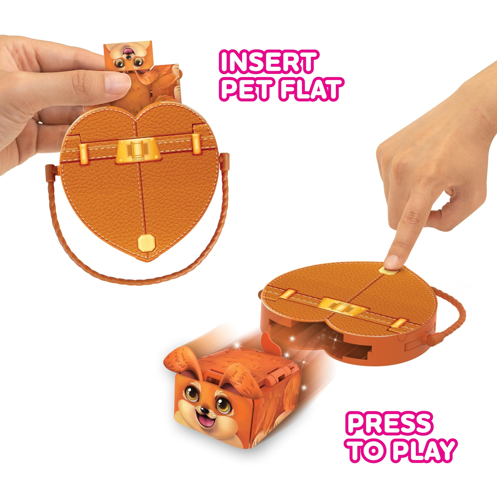 Pets 2 Love Milo the Dog Toy Pet with Heart-Shaped Animal Purse, Includes Miniature Carrier & Leash, Compact and Travel Friendly, 3-in-1 Interactive