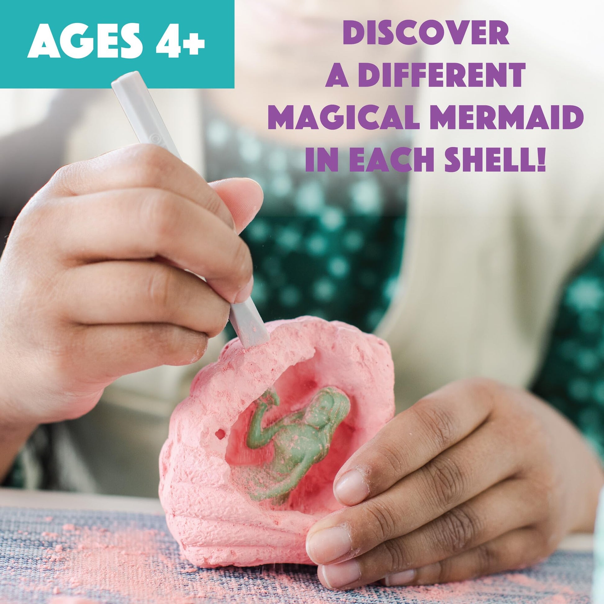 MindWare Dig It Up! Discoveries Mermaids - Dig Kits for Kids with 12 Sea Shells, Each with a Mermaid Toy Inside, 12 Chiseling Tools and Instructions