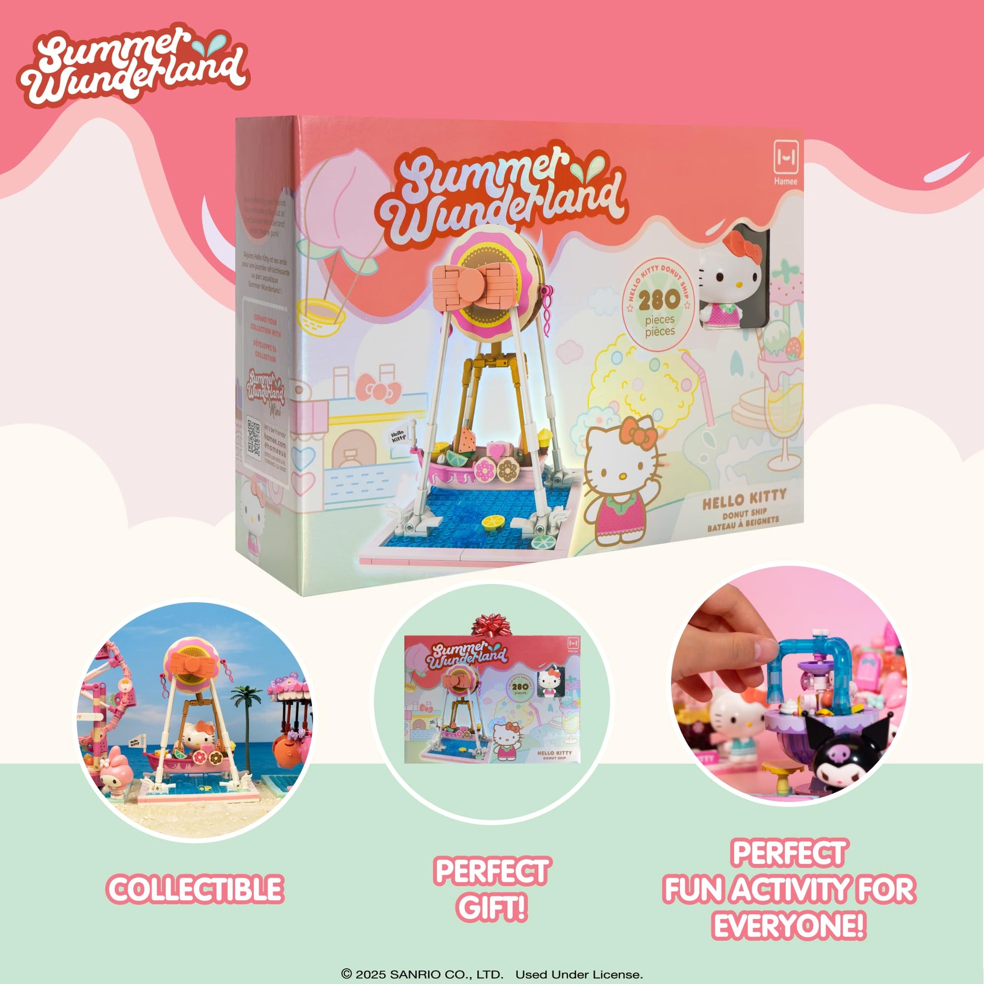 Hamee Sanrio Hello Kitty and Friends ‘Summer Wunderland’ Cute Water Theme Park Building Block Set Birthday Gift, Party Favor, Stress Relief