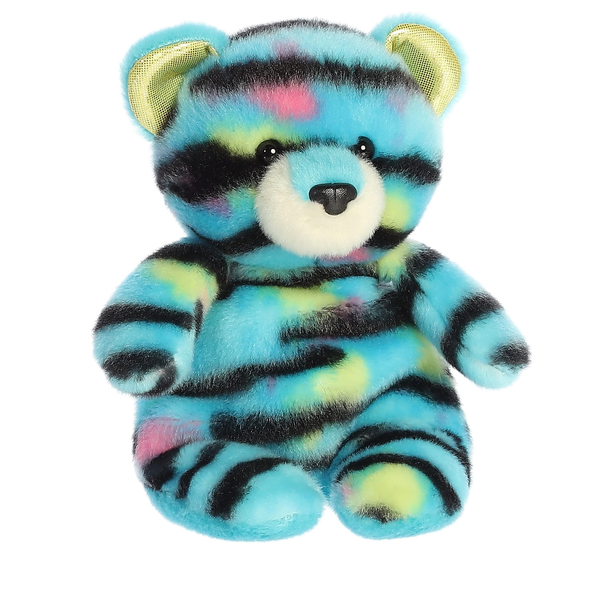 Aurora Vibrant Jammies Huckleberry Tiger Stuffed Animal - Colorful Delight - Eye-Catching Patterns - Blue 8 Inches