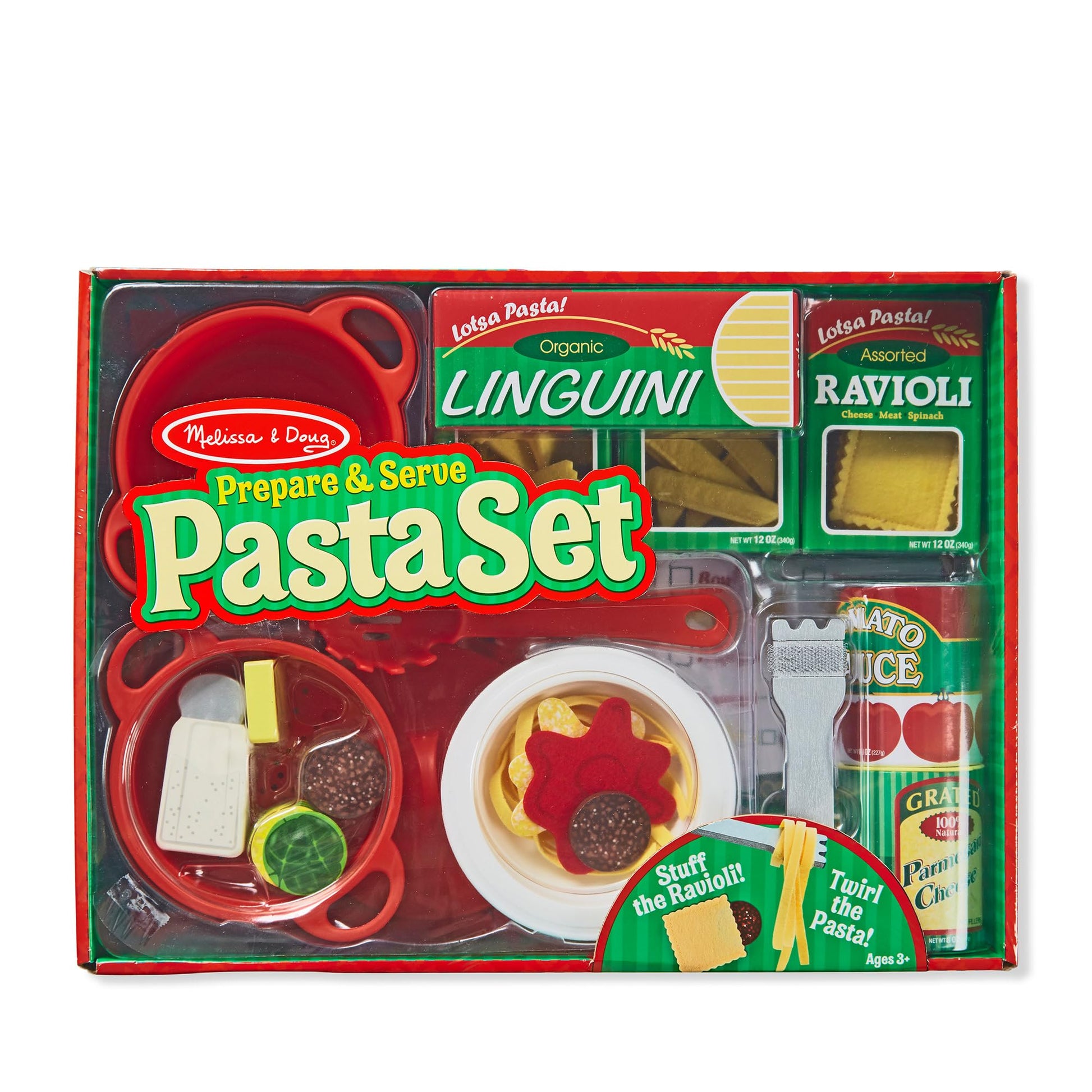 Melissa & Doug Prepare & Serve Pasta Set with Toy Food & Kids Play Kitchen Accessories, Montessori-Inspired Preschool Learning Toys for Girls & Boys