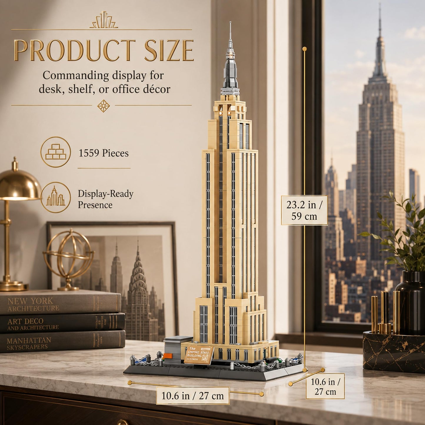 LQPFBSM Empire State Architecture Building Blocks Sets New York City Skyline Architecture Model Kits New York Landmark Skycraper Toys Gift for Adults