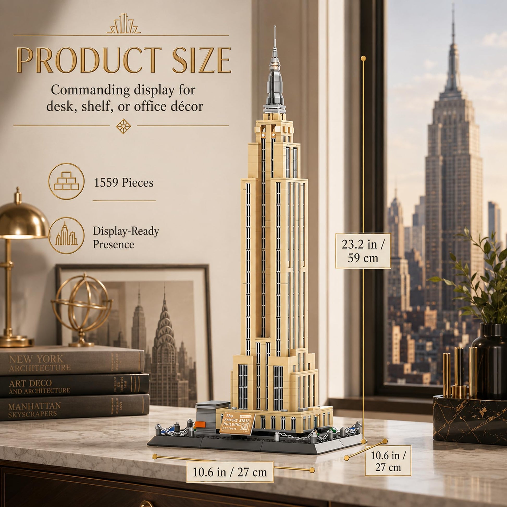 LQPFBSM Empire State Architecture Building Blocks Sets New York City Skyline Architecture Model Kits New York Landmark Skycraper Toys Gift for Adults