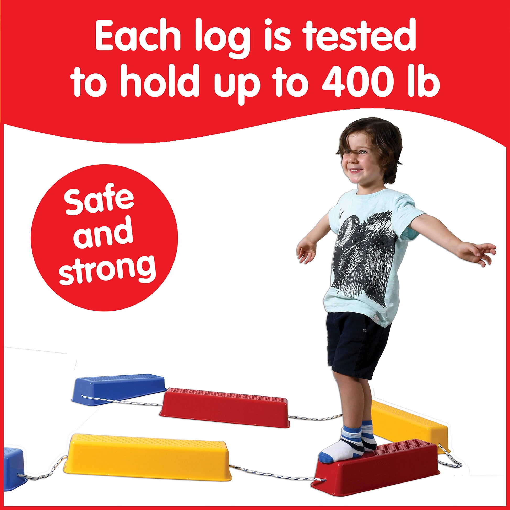 Edx Education Step-a-Logs - Supplies for Physical Play - Indoor and Outdoor - Exercise and Gross Motor Skills - Stackable - Build Coordination