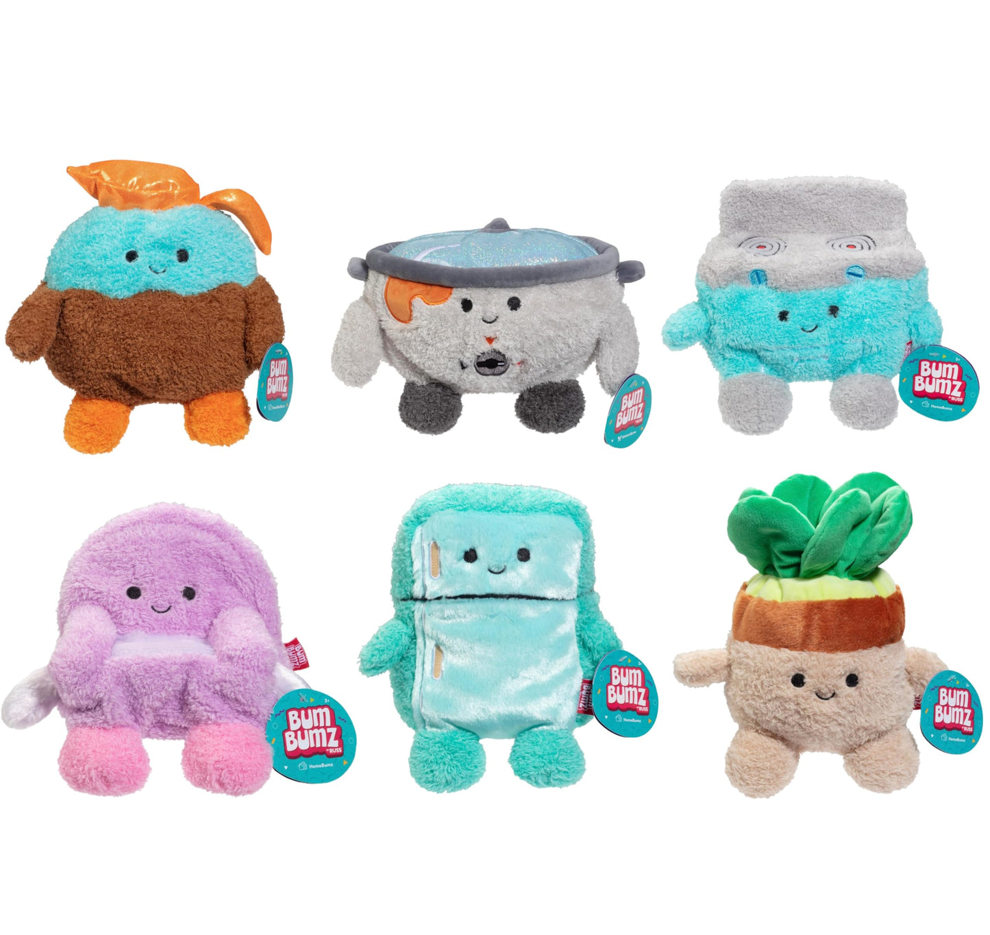 BumBumz Large 6 Pack Weighted Sensory Plush Set 7.5 Inch - Official Licensed Collectible Soft Fuzzy Emotional Support Stuffed Animals - Anxiety Relief